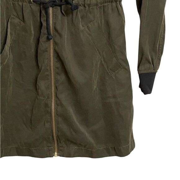 H&M Waist Tie Lightweight Bomber Jacket Women's Size 4 Army Green Military Chic - Picture 9 of 16